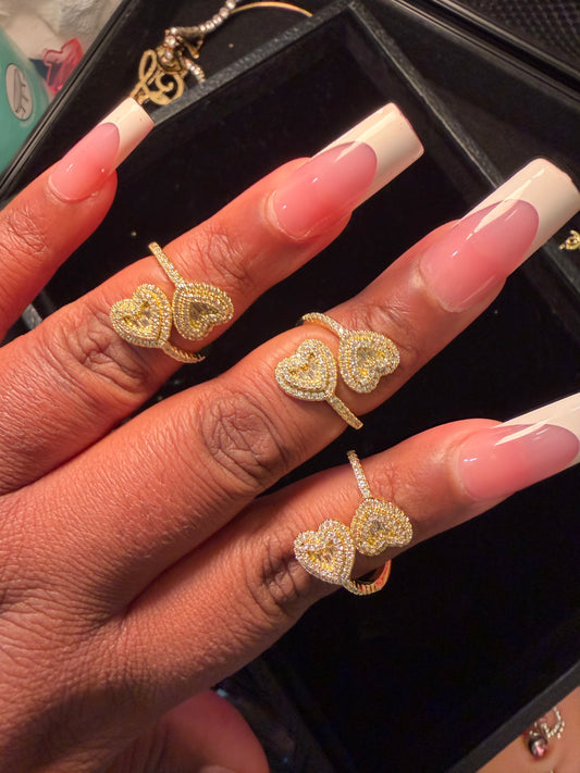 Adjustable Double heart ring